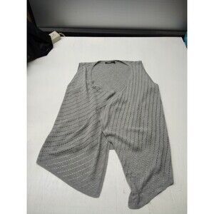 Elemeniz Women's Basic Draped Sleeveless Grey Open Front Knit Cardigan